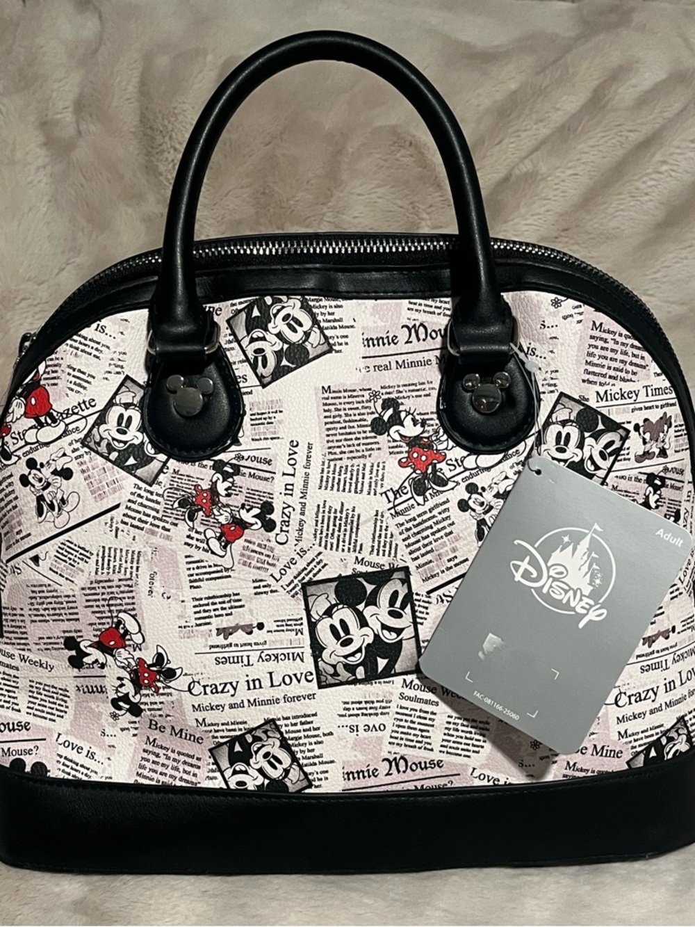 Disney Mickey and Minnie Newspaper-Print Purse